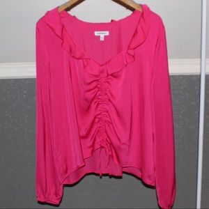 EXPRESS 💓 Satin Ruched Front Ruffle Top 💓